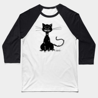 Ragged Evil Black Cat Baseball T-Shirt